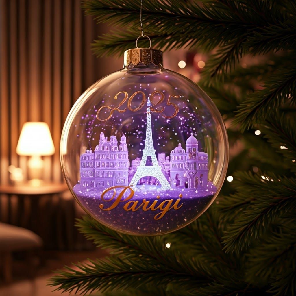 Close-up of Transparent Parisian Christmas Ornament in Whims...