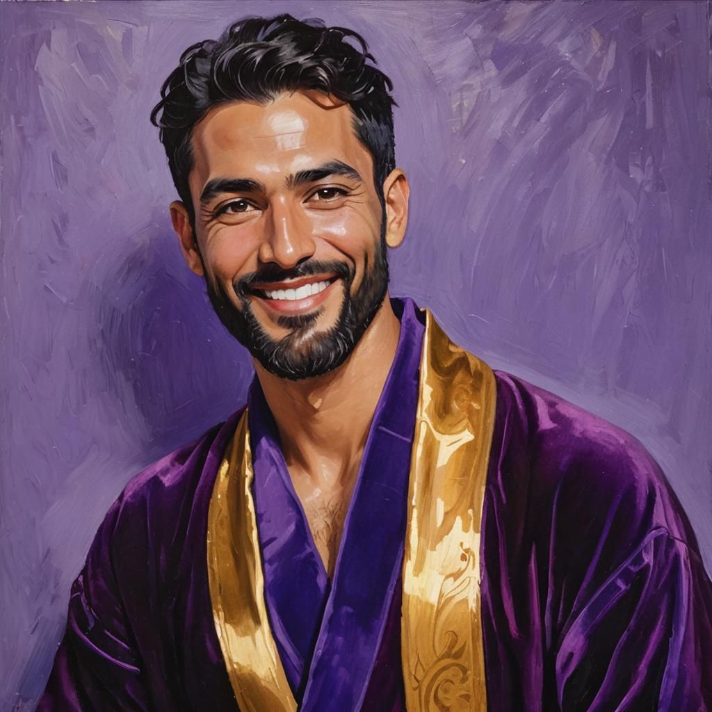 Cheerful Man in Velvet Bathrobe: Art Nouveau Portrait