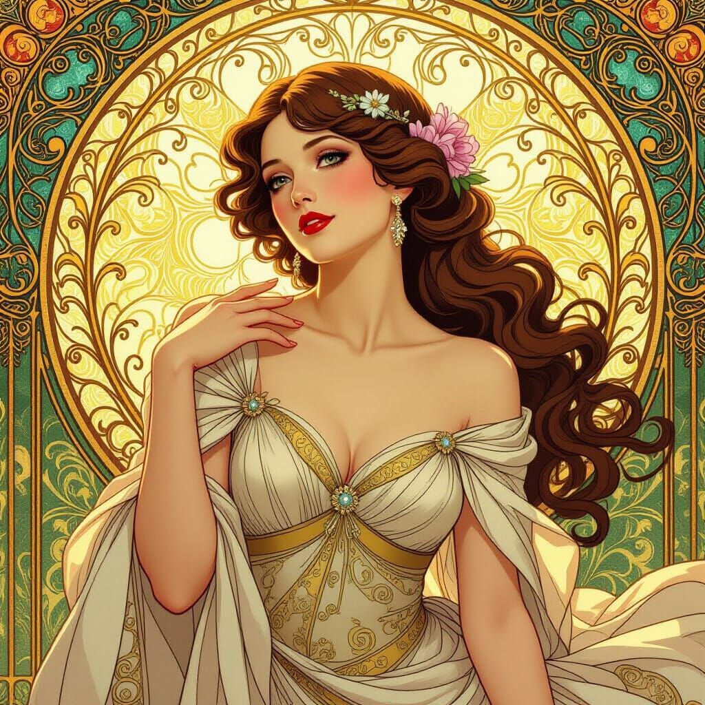 Magnificent Woman in Art Nouveau Style