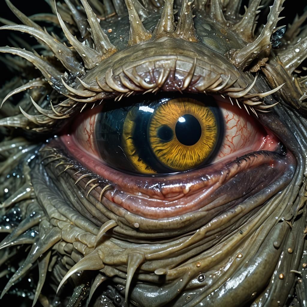 Eerie Sea Monster Eye Stares at Diver