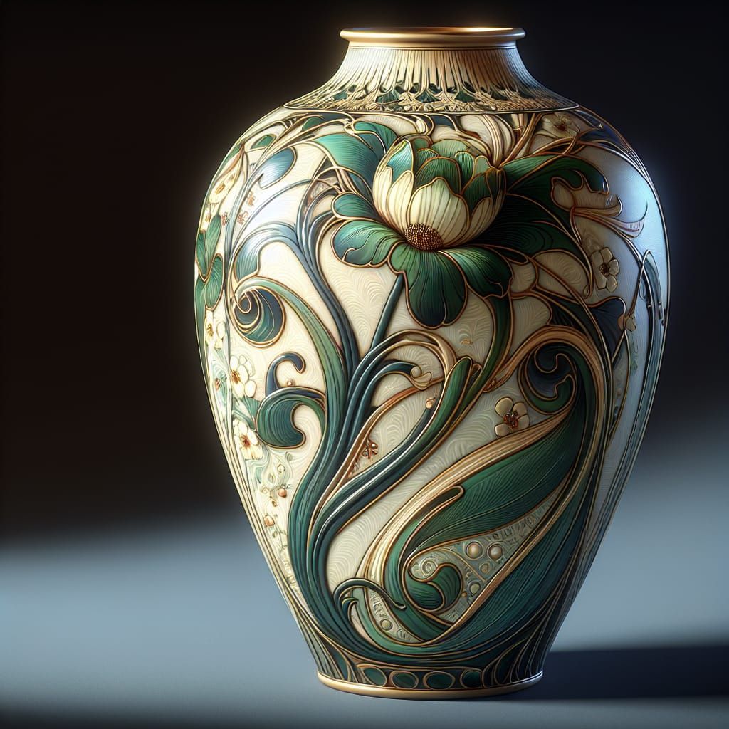 Elegant Art Nouveau Vase with Floral Motifs