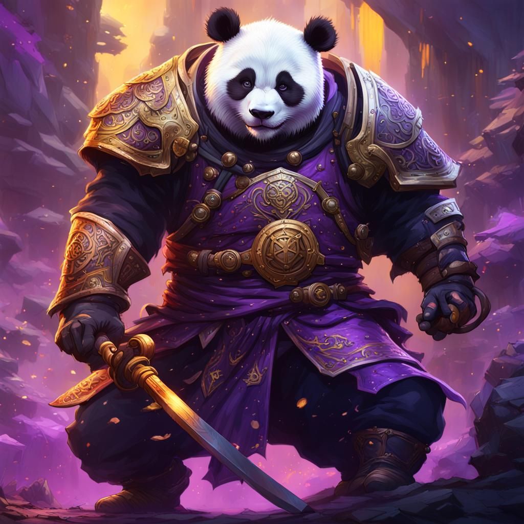 Panda Fighter in Dark Fantasy Style