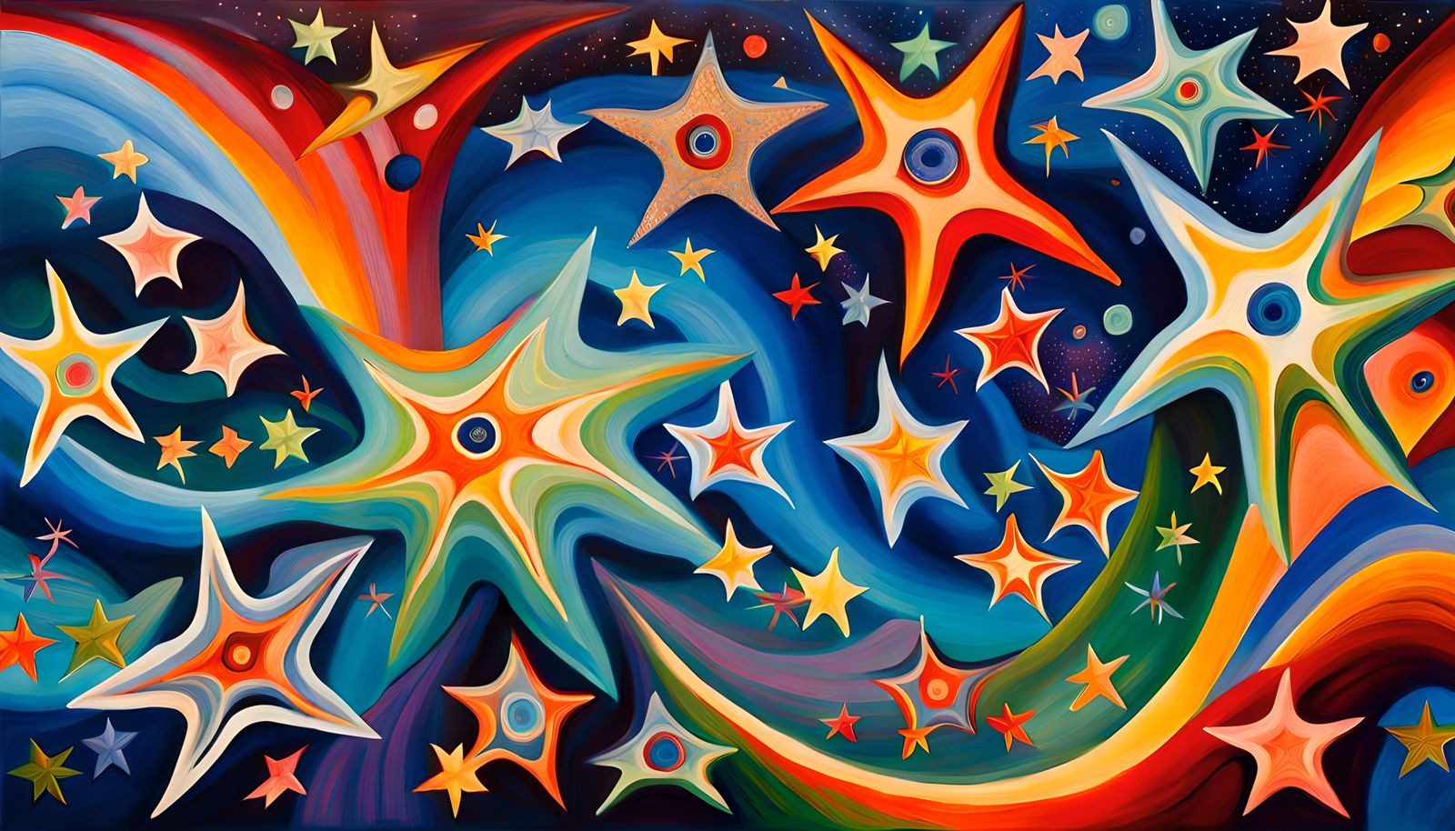 Dreamtime Painting: Star Cluster Formation in Abstract Style