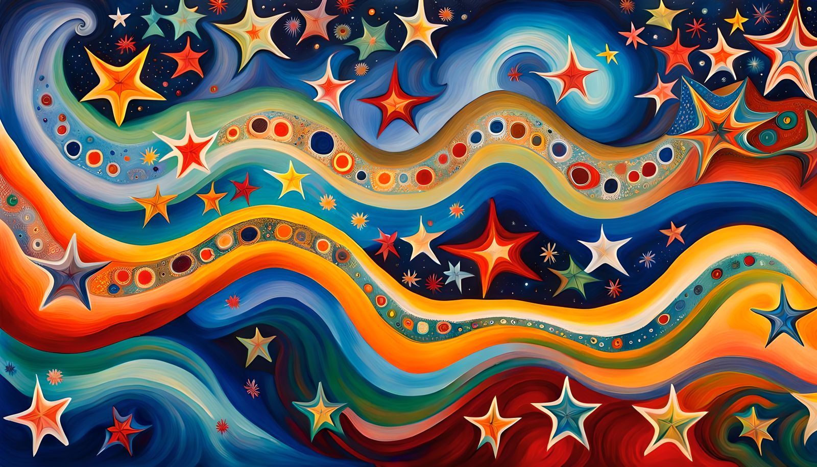 Dreamtime Stars: An Abstract Expressionist Painting