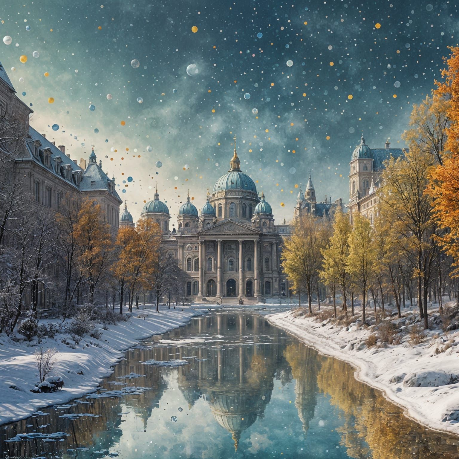 Abstract Dot Composition in Gouache Style