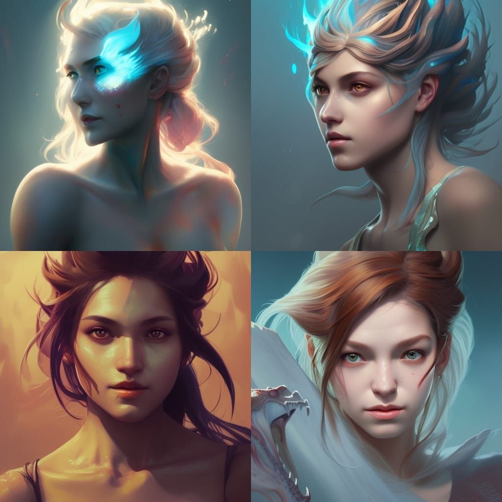 Detailed Dragon Girl Portrait in Fantasy Style