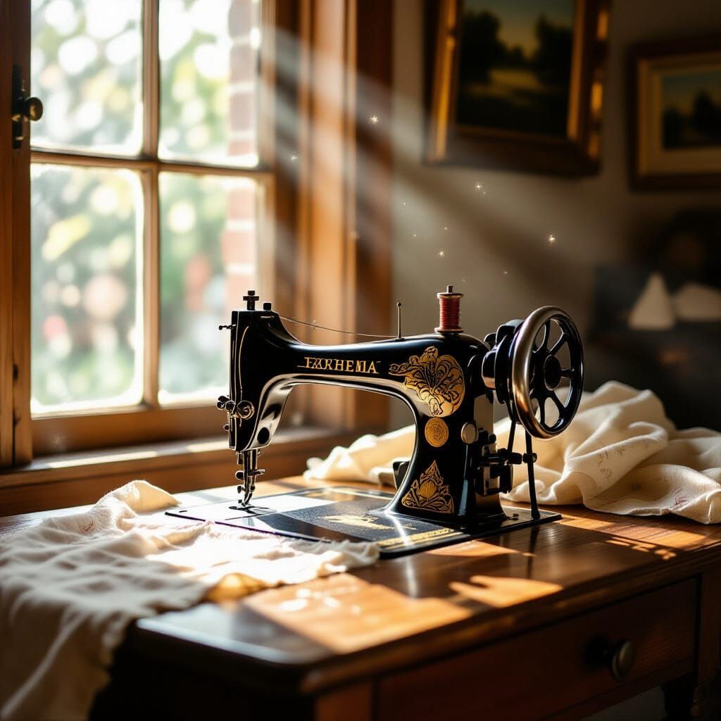 Vintage Sewing Machine in Warm Window Light