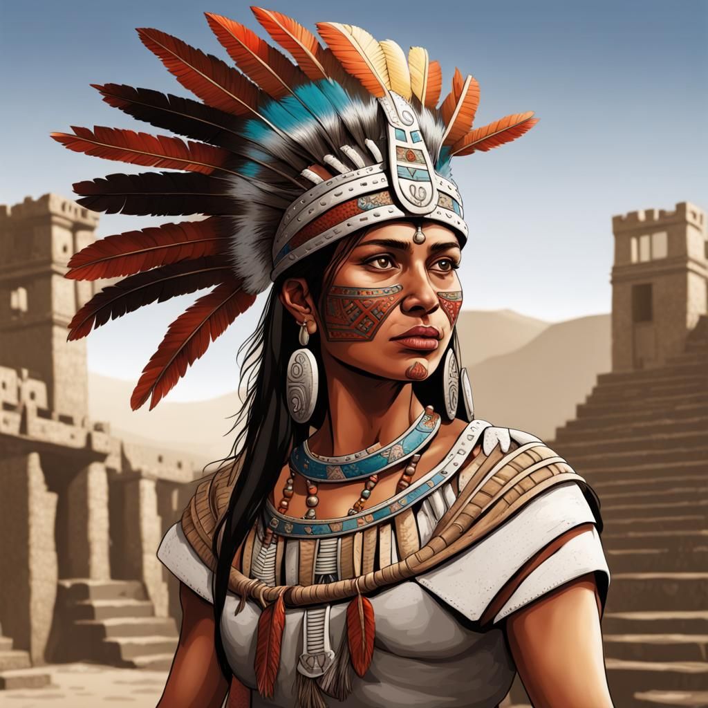 Medieval Aztec Woman: Highly Detailed AI Art