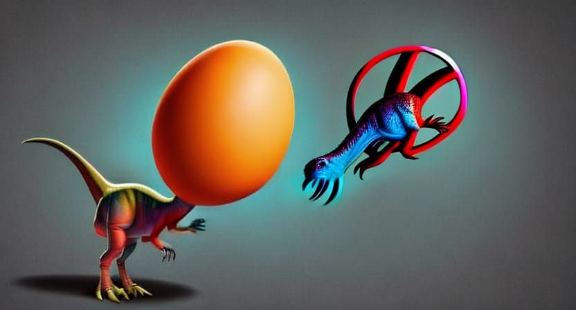 Dinosaur Chef Cooking an Egg: Digital Art in 8K