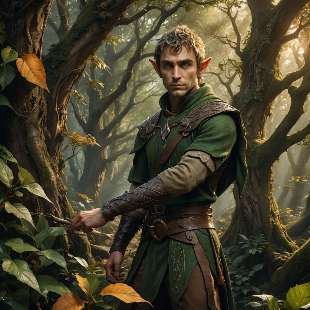 Enigmatic Elf Tracker in Detailed Matte Painting