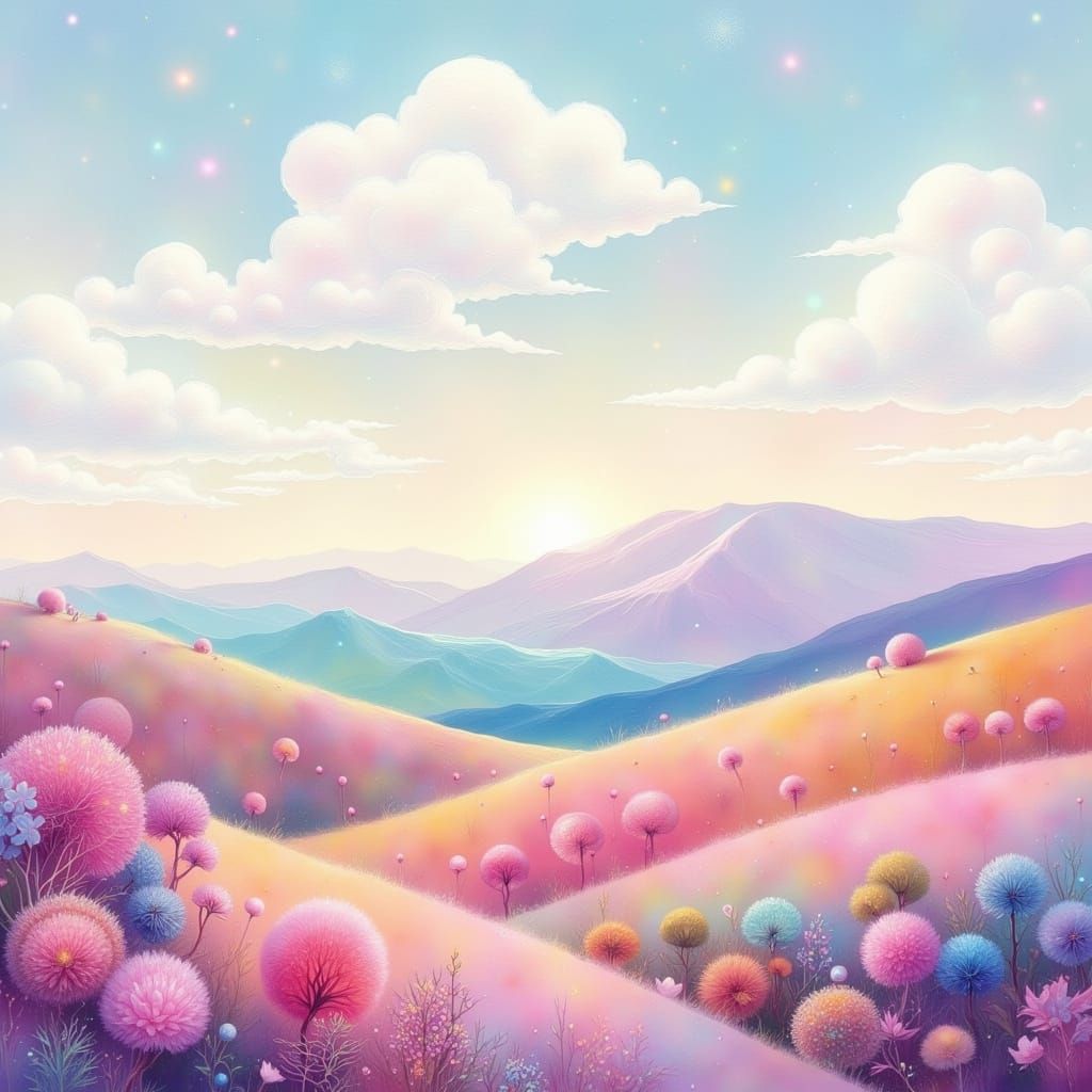 Ethereal Fairy Punk Landscape in Pastel Colors