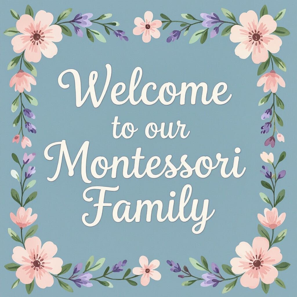 Montessori Welcome Banner with Pastel Florals