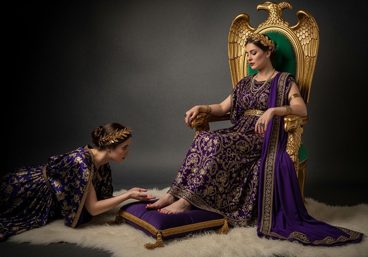 Roman Empress on Emerald and Gold Throne