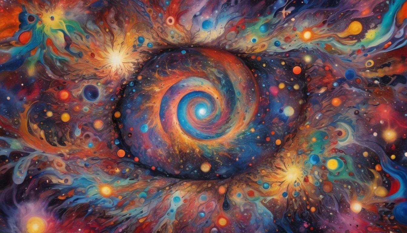 Surreal Cosmic Art: Swirling Stars in Tunnels