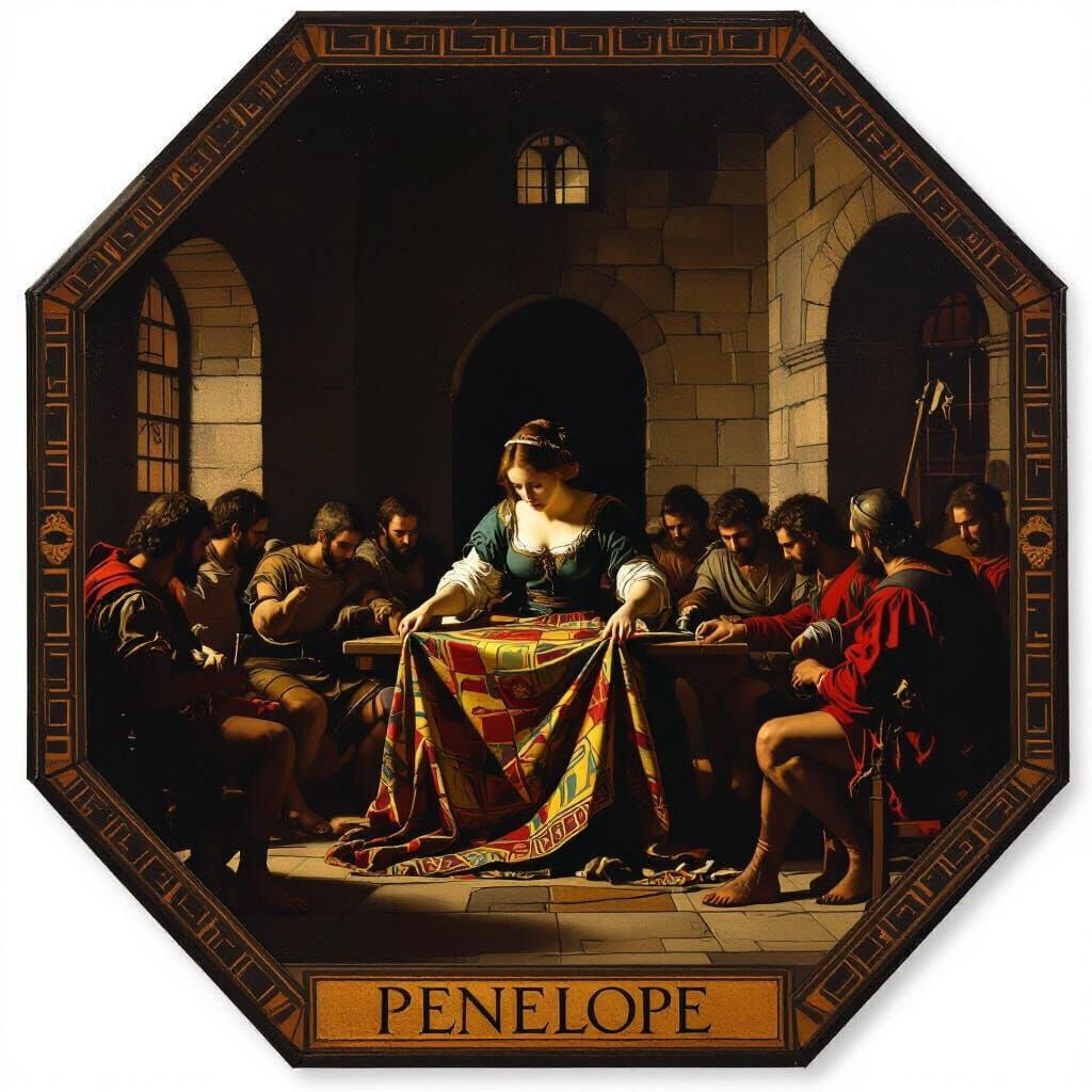 Penelope Weaving Under Siege in Castle