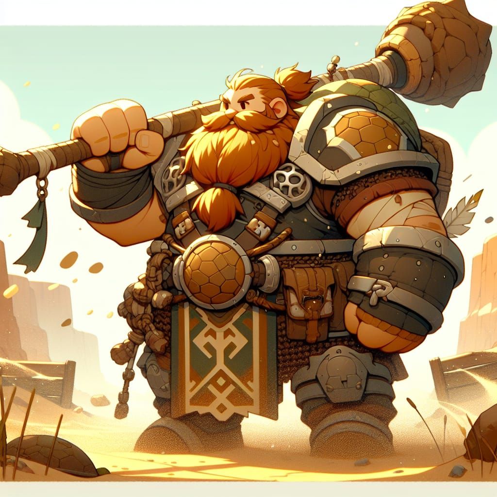 Majestic Dwarf Druid in Anime Style