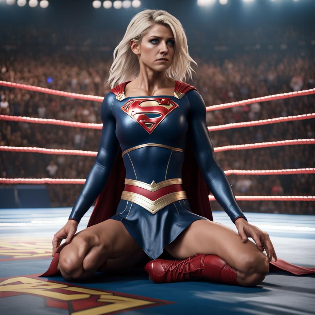 Defeated Wrestler as Supergirl in Fantasy Art