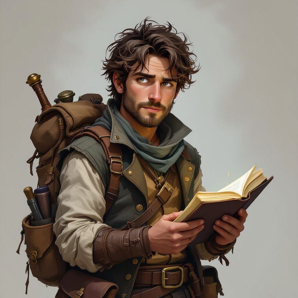 Scholar Explorer in Dark Fantasy Style