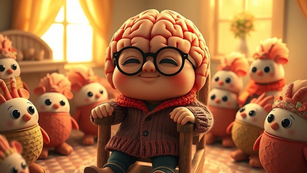 Anthropomorphic Brain Babysitting Hearts in Nursery Setting