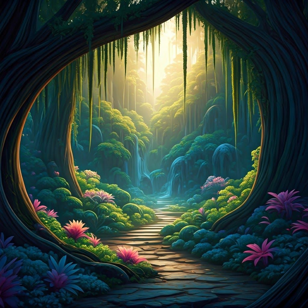 Enchanted Forest: Ethereal Glow in Matte Painting Style