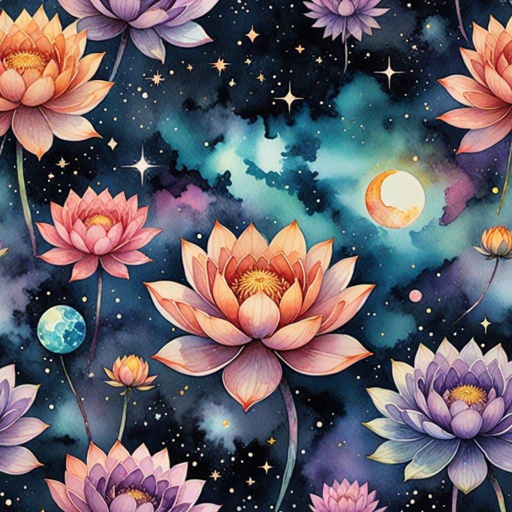 Cosmic Chakra Blooms in Vibrant Watercolor