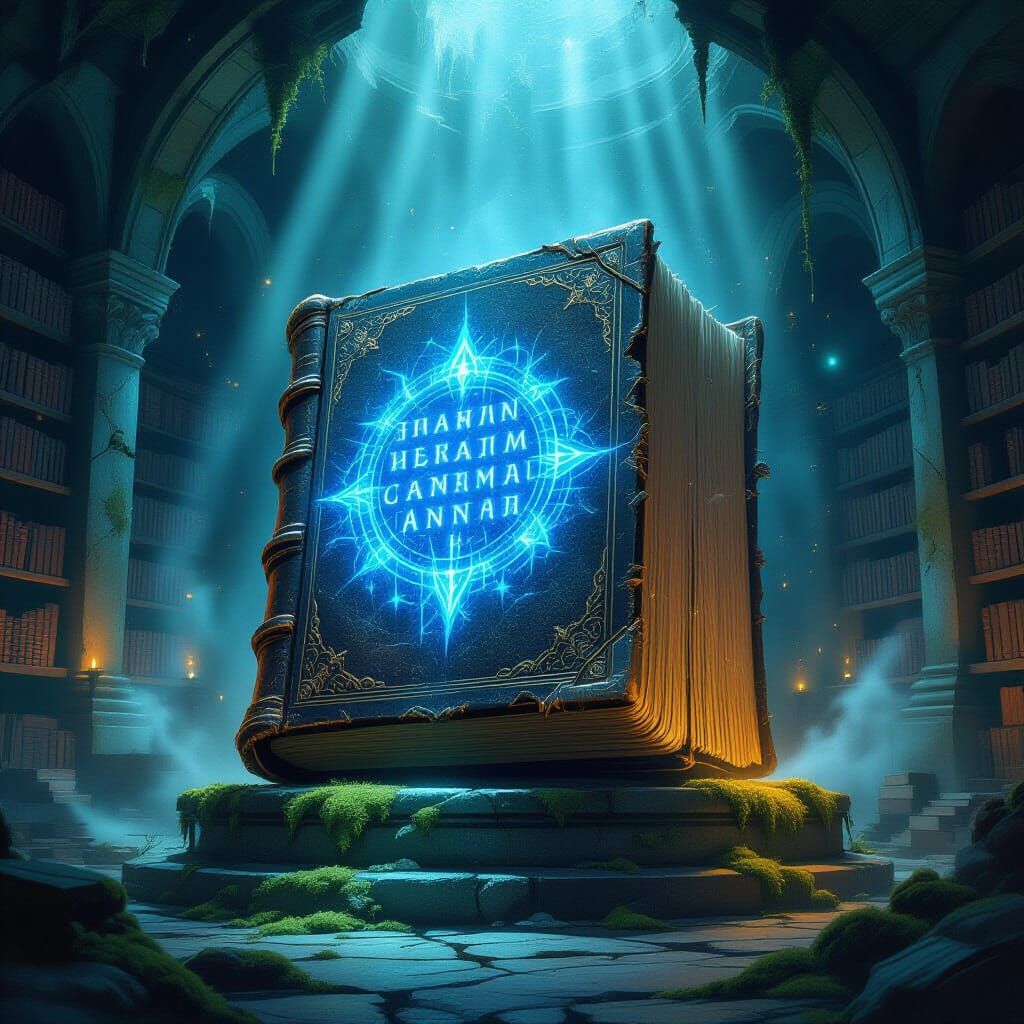 Ancient Cosmic Tome in Hidden Library