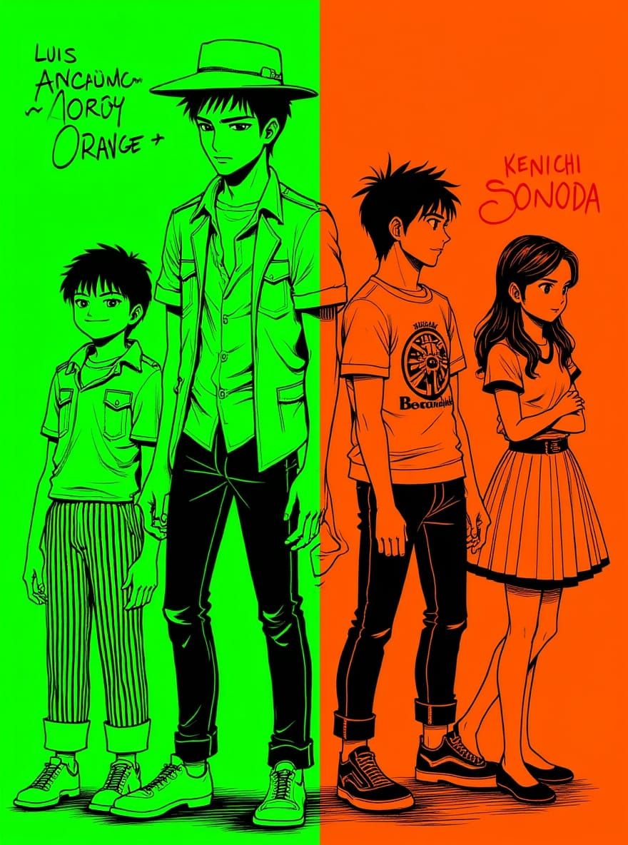 Neon Fantasy: Green and Orange Comic Art