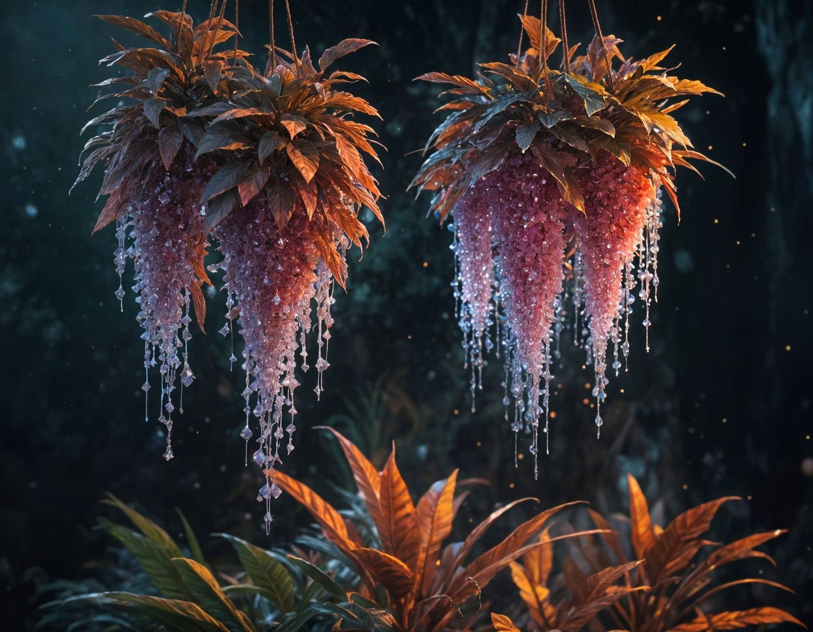 Lush Crystal Plant in Vibrant, Fantastical Detail