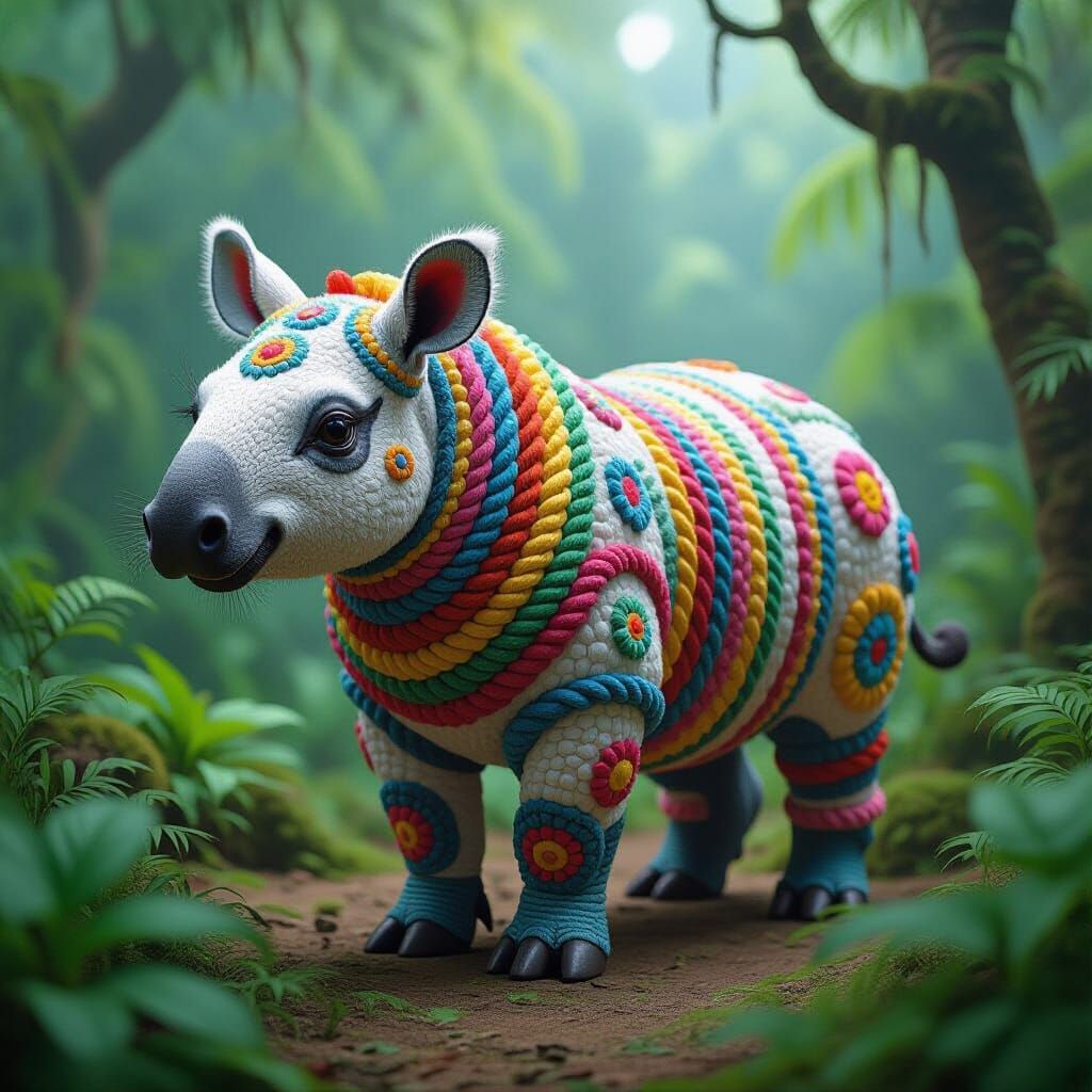 Vibrant Rope Tapir in Pop Surrealist Style