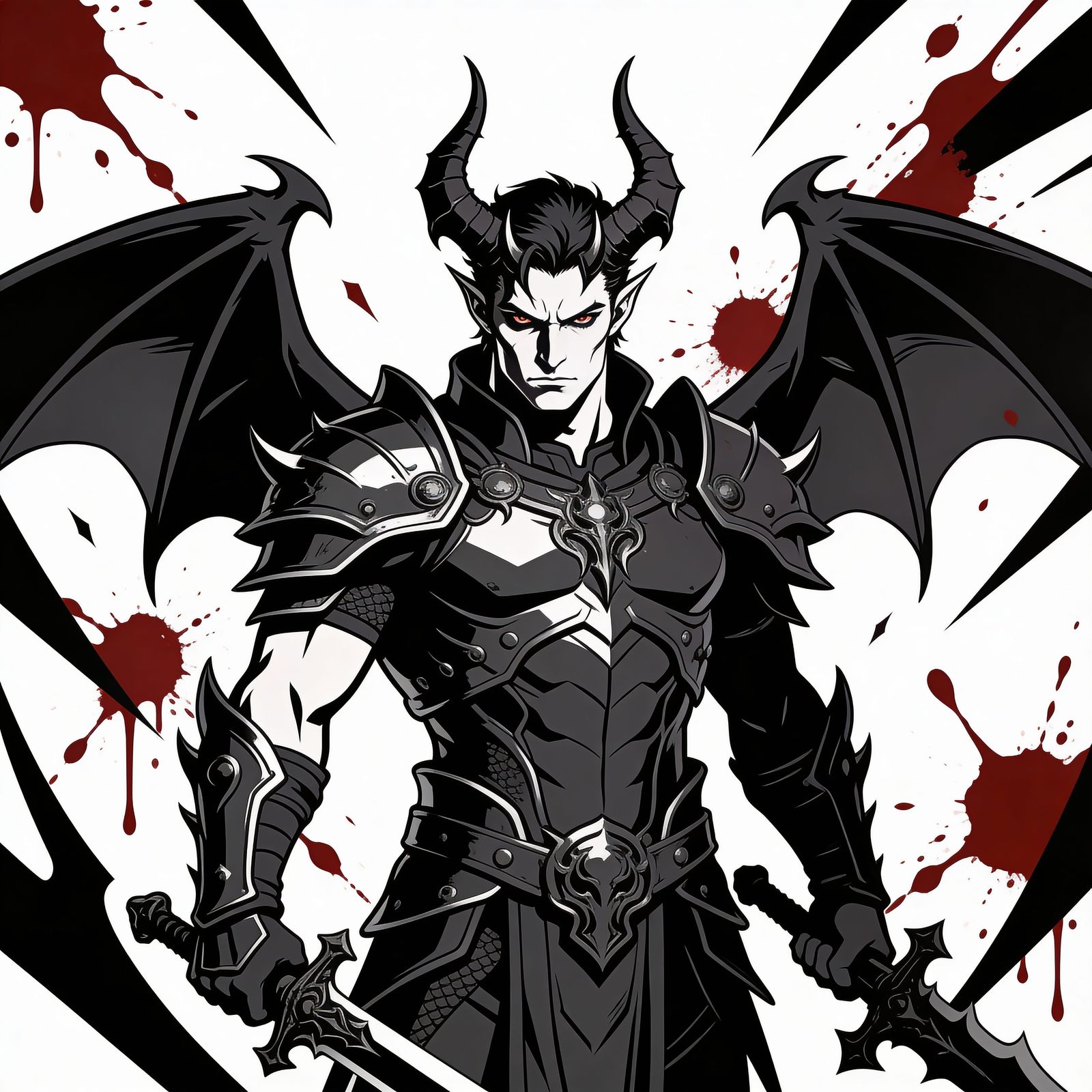 Male Devil-Angel Warrior in Death Metal Style