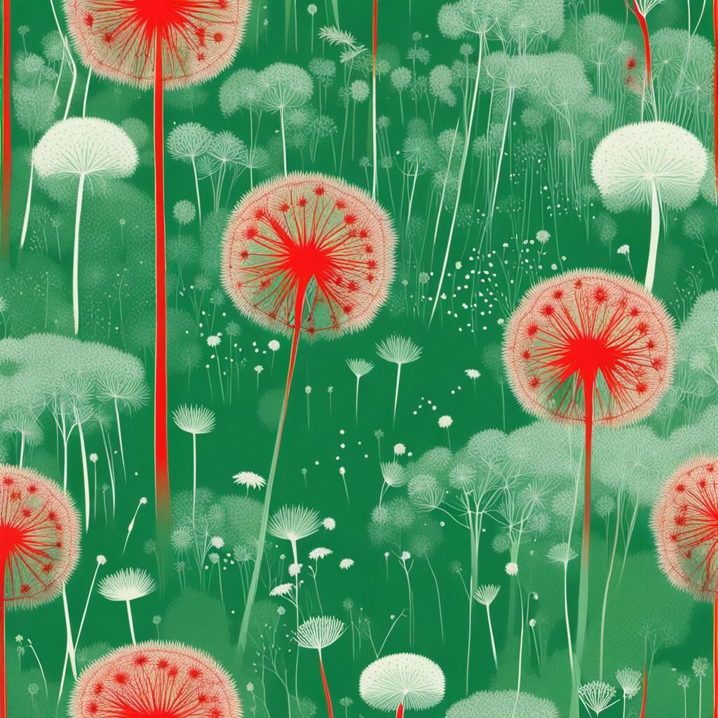 Surreal Childlike Landscape with Red Fairy