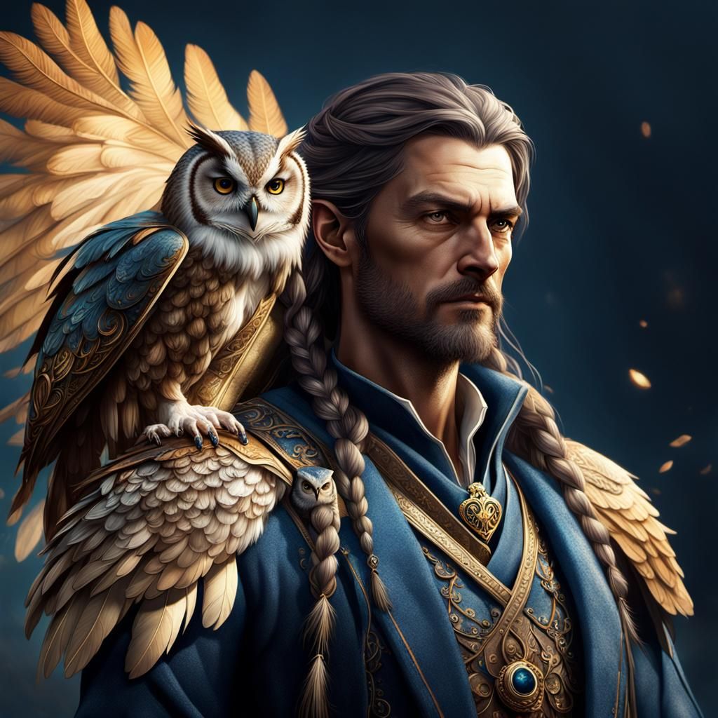 Noble with Owl: Fantastical Matte Painting