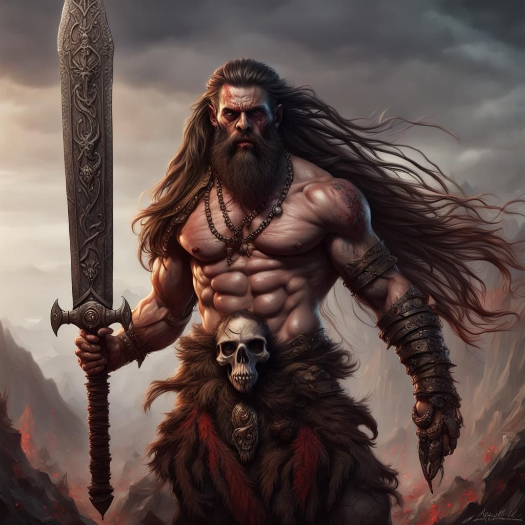 Fierce Barbarian Warrior in Fantasy Concept Art