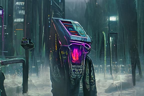 Cyberpunk Cityscape in Synthwave Neon Style