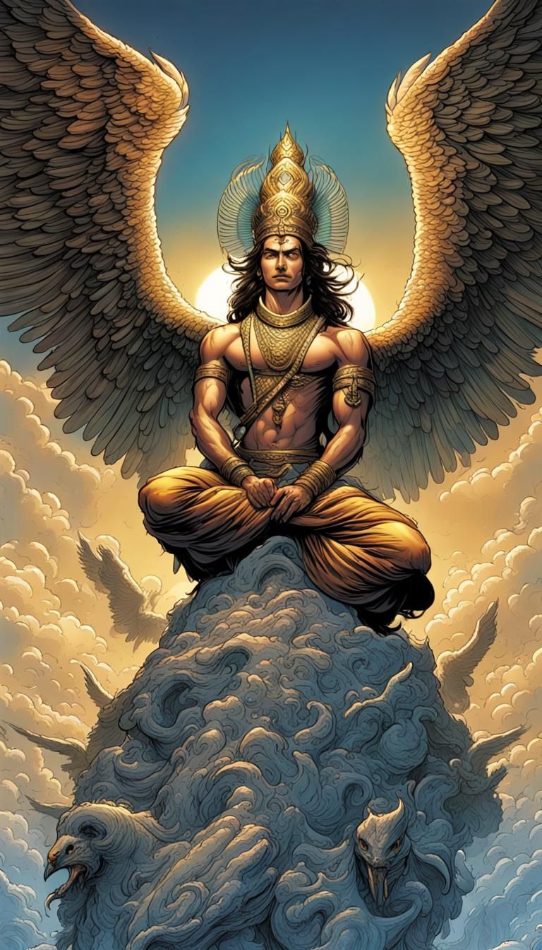 Lord Vishnu on Eagle: Comic Book Art