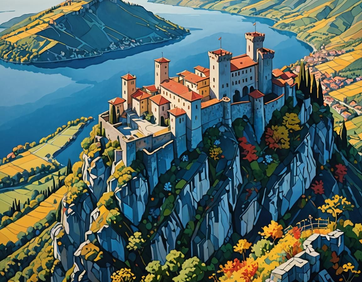 Geometric Italian Cliffside Castle Turano