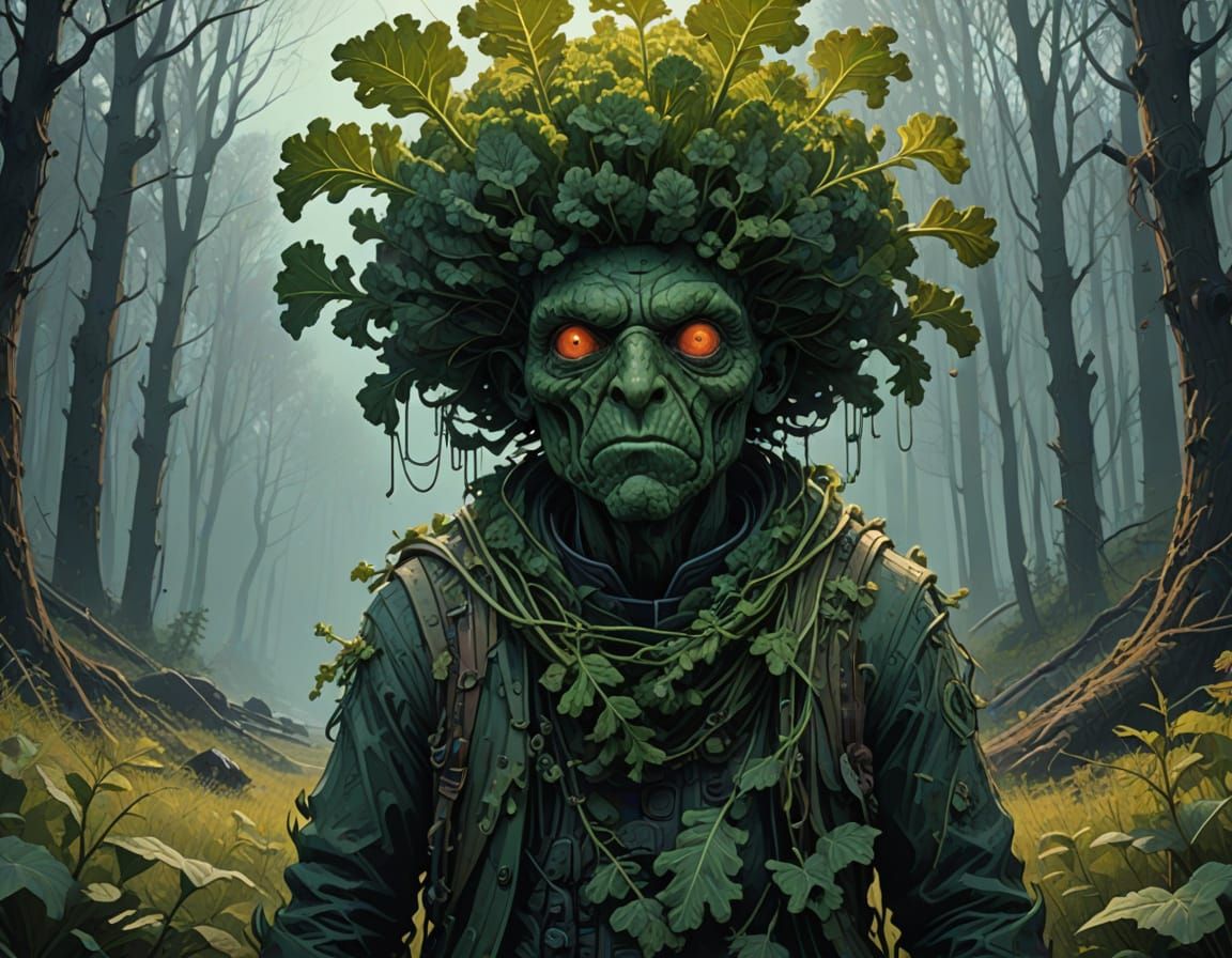 Whimsical Kale with Ethereal Leaves in Concept Art Style