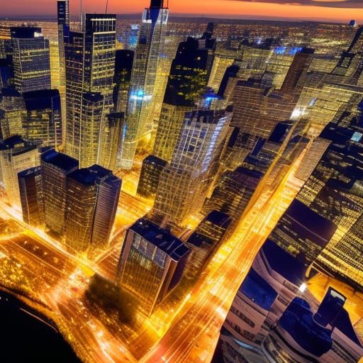 Night Flight Over 3D Cityscape