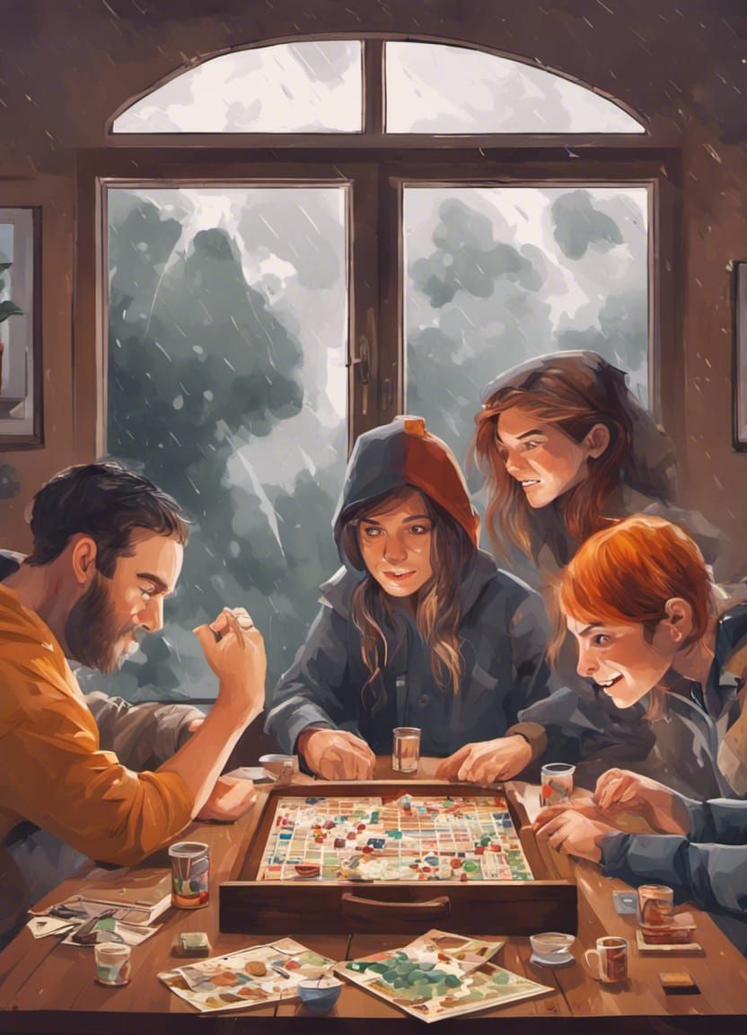 People having fun playing board games