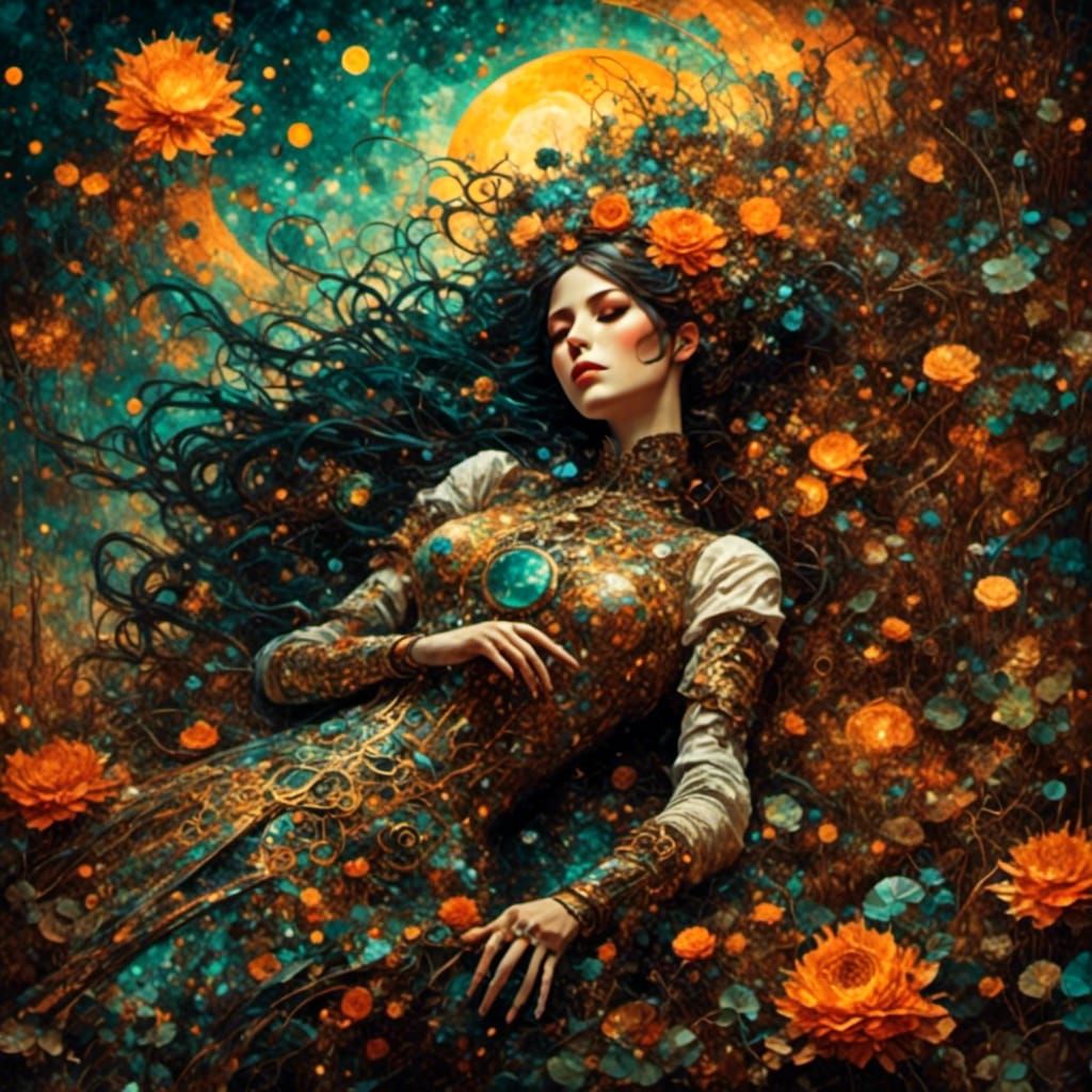 Beautiful Dead Cyborg in Broken State