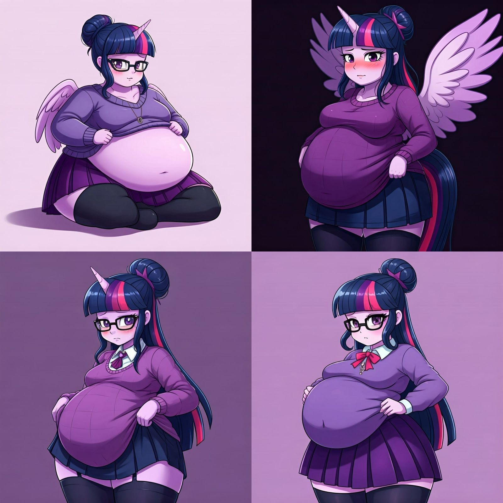 Overweight Twilight Sparkle Embarrassed by Massive Belly