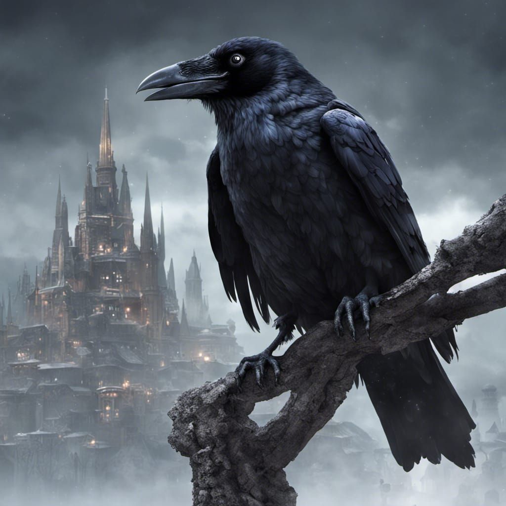 Starlight Raven and Crone Digital Painting