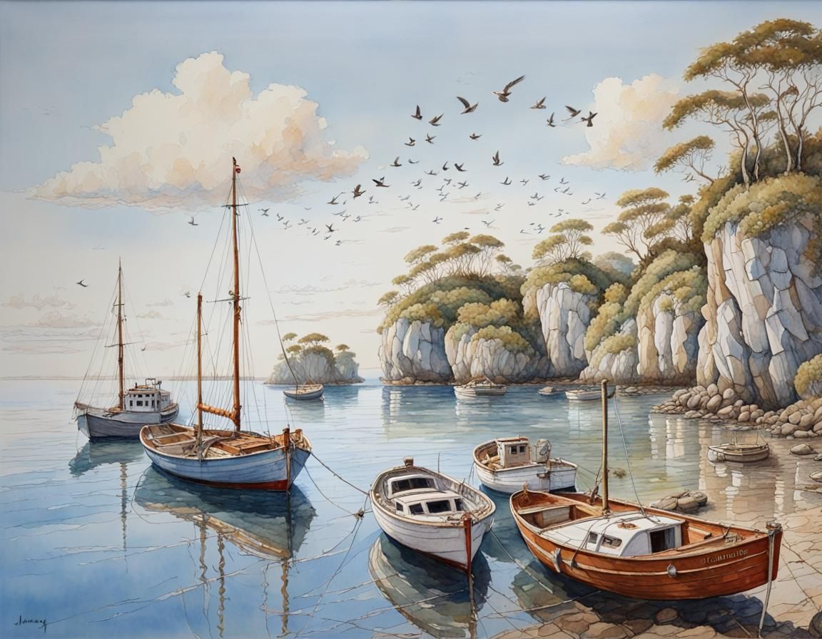 BOATS IN WATERCOLOUR