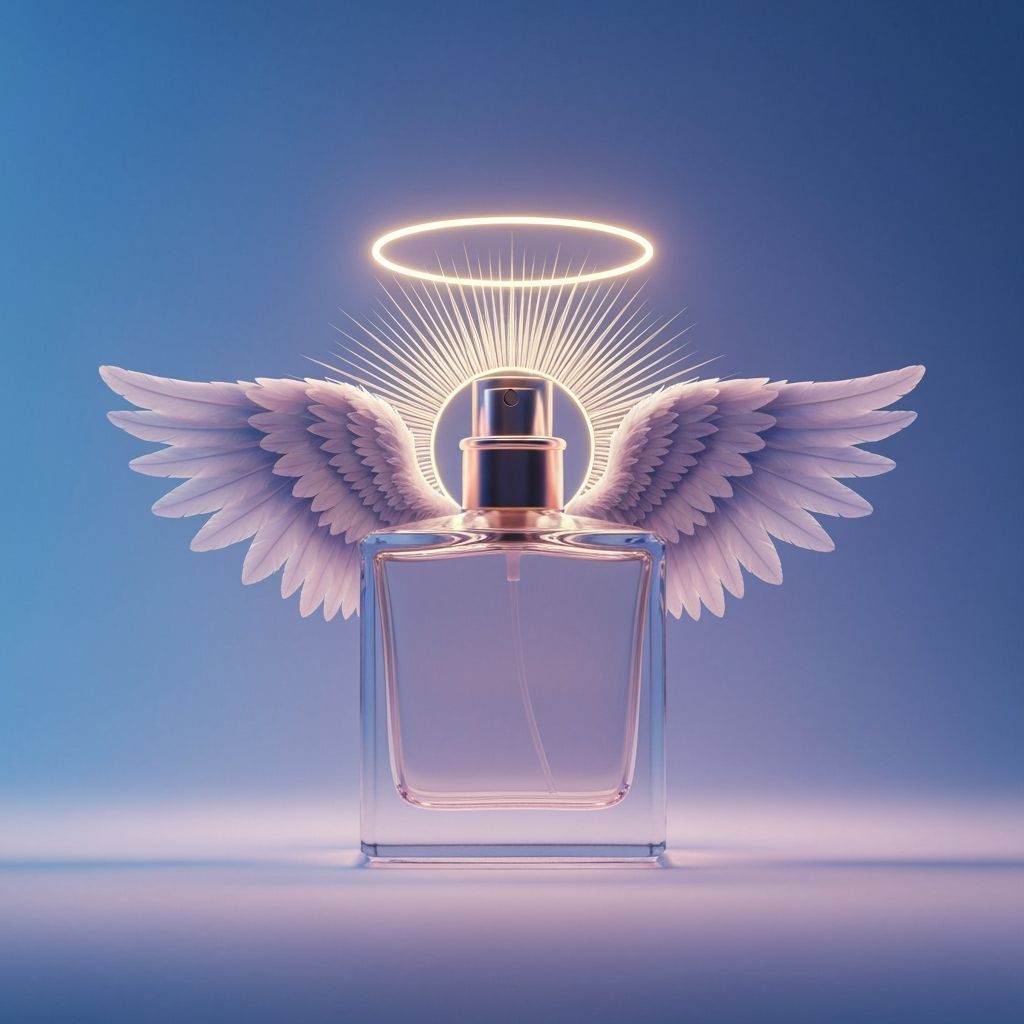 Square Perfume Bottle with Wings and Halo