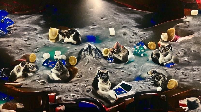 Cats Playing Poker on the Moon