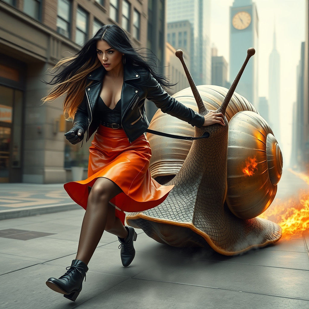 Woman Struggles to Control Giant Turbo Snail