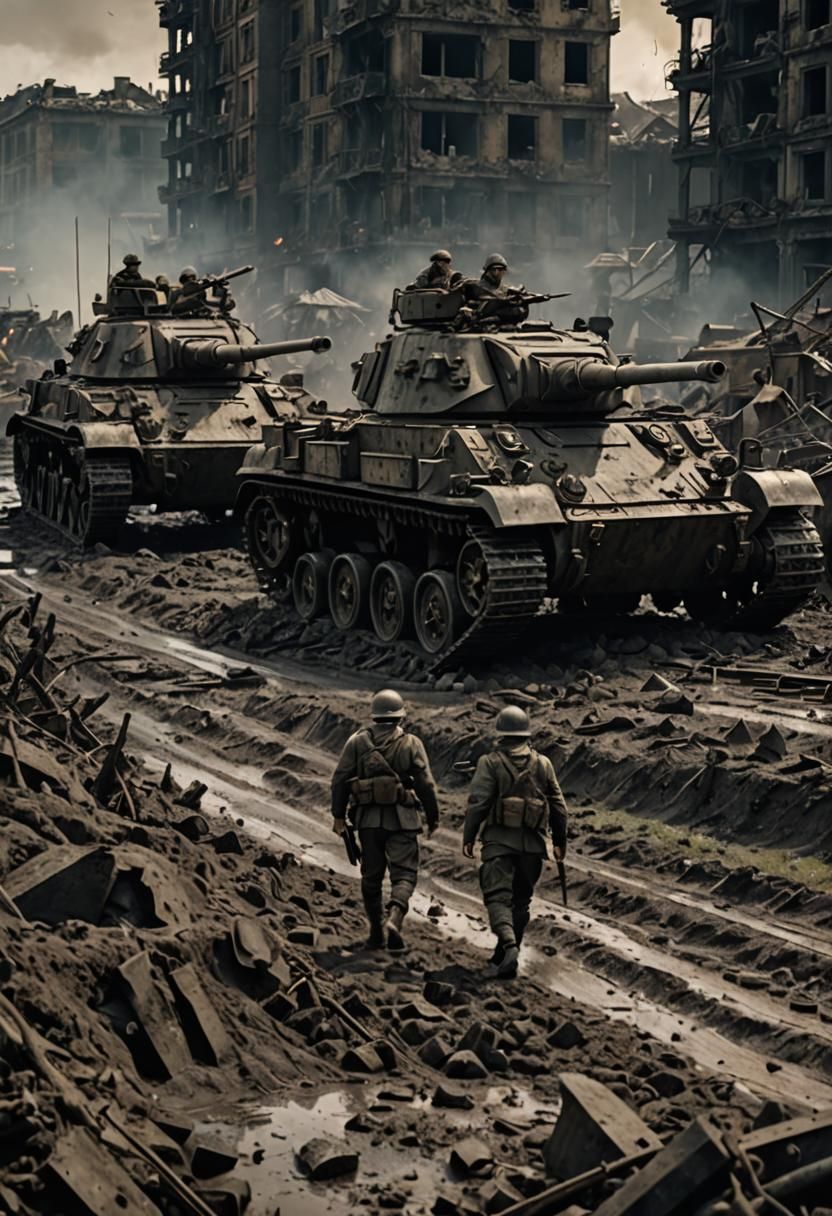 Epic Diesel-Punk War Scene Unfolds