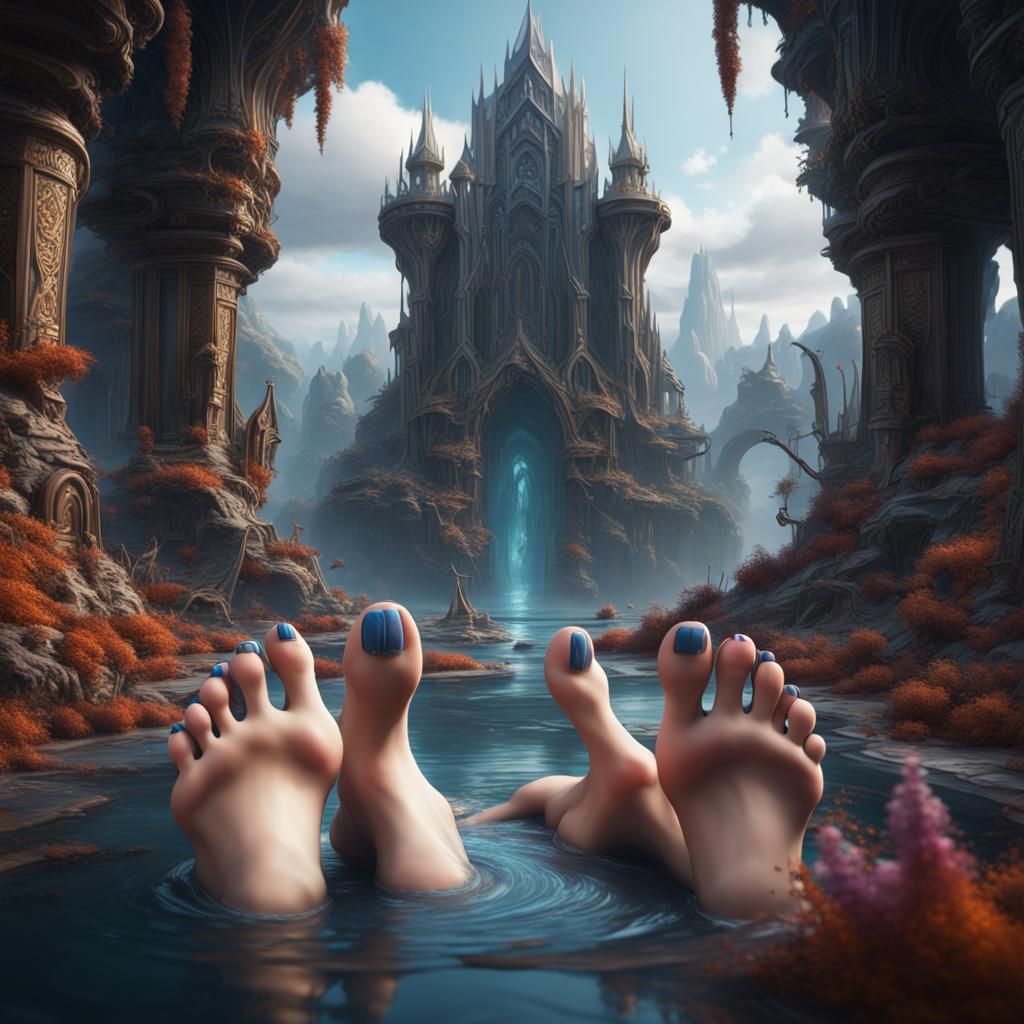 Detailed Matte Painting of Toes in Deep Color