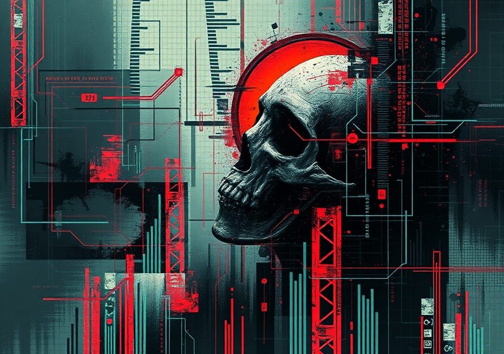 Cyberpunk TechSkull Abstract Background Art