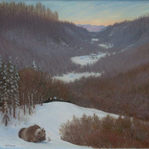 Surrealistic Dreamscapes of Hedgehogs in Winter Wonderland